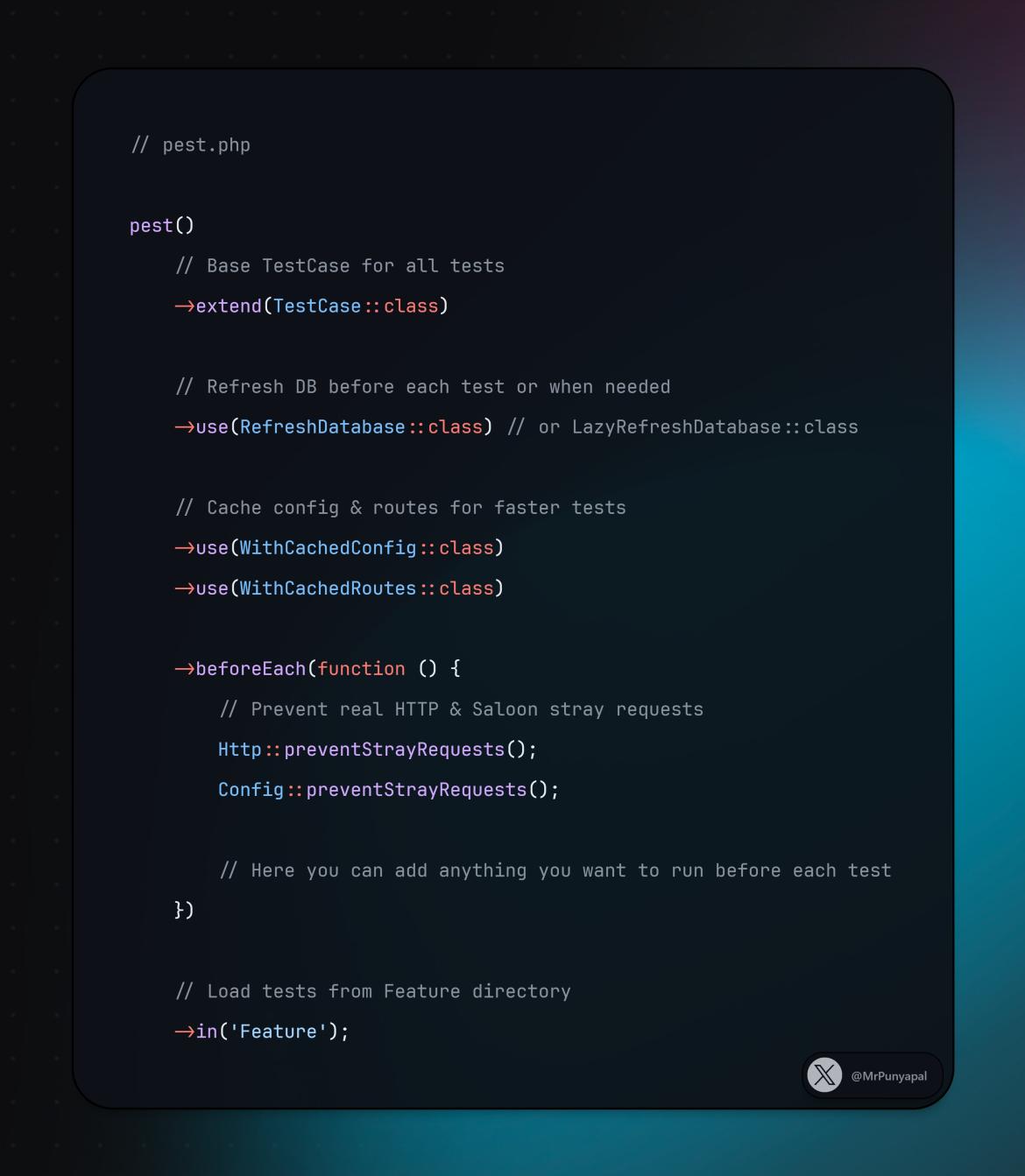 Pest & Laravel test tip: